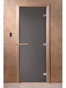 Дверь для сауны DoorWood "Затмение" 190х70 (графит матовый, коробка хвоя)